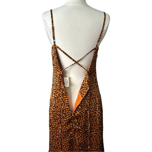 HYPED UNICORN Leopard Print MIDI Slip Dress Low Back Mob Wife Animal Print, S - Picture 9 of 15